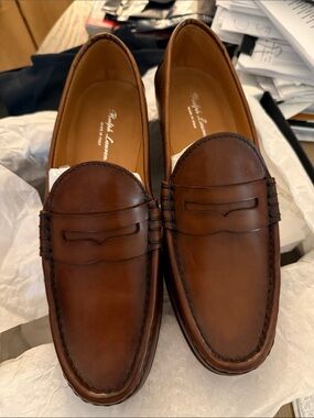 Ralph Lauren Cognac Brown Leather Penny Loafers